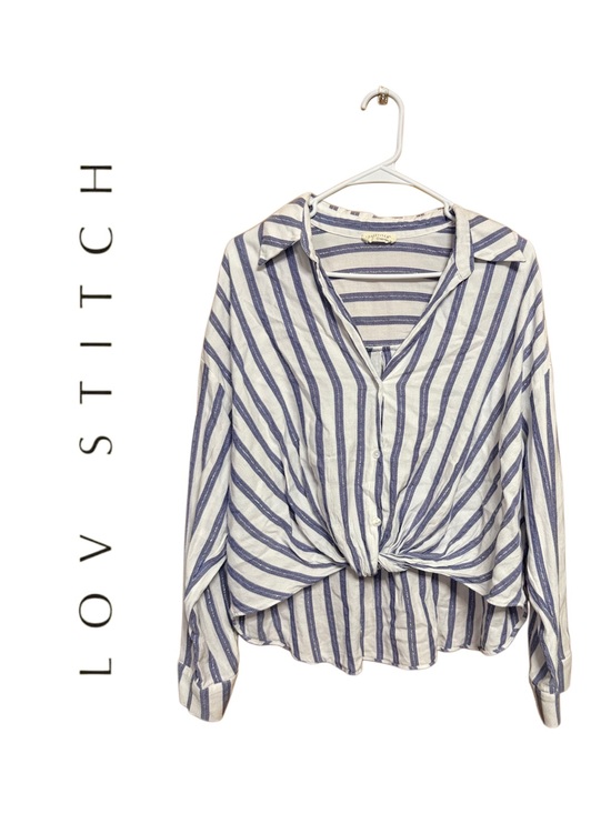lovestitch Tops - 🌴 Love Stitch Striped Hi Low Blouse L Coastal Boho Lightweight